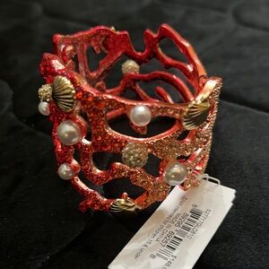 1 left!! BETSEY JOHNSON Mermaid Jewels Coral Cuff Bracelet